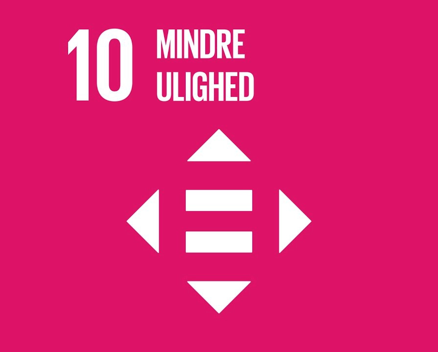 Billede af verdensmål 10; Mindre ulighed.